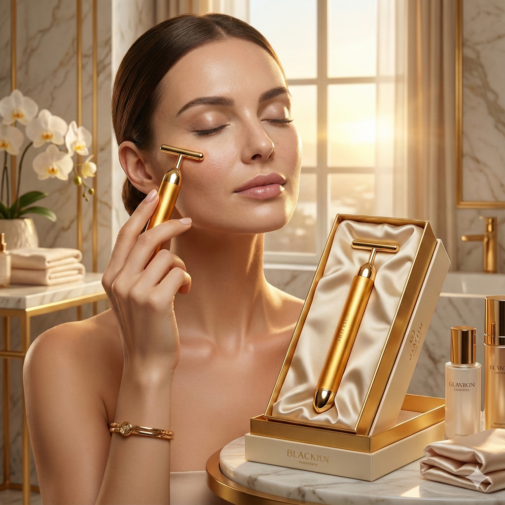 24K Gold Energy Beauty Bar | Electric Facial Massage Roller