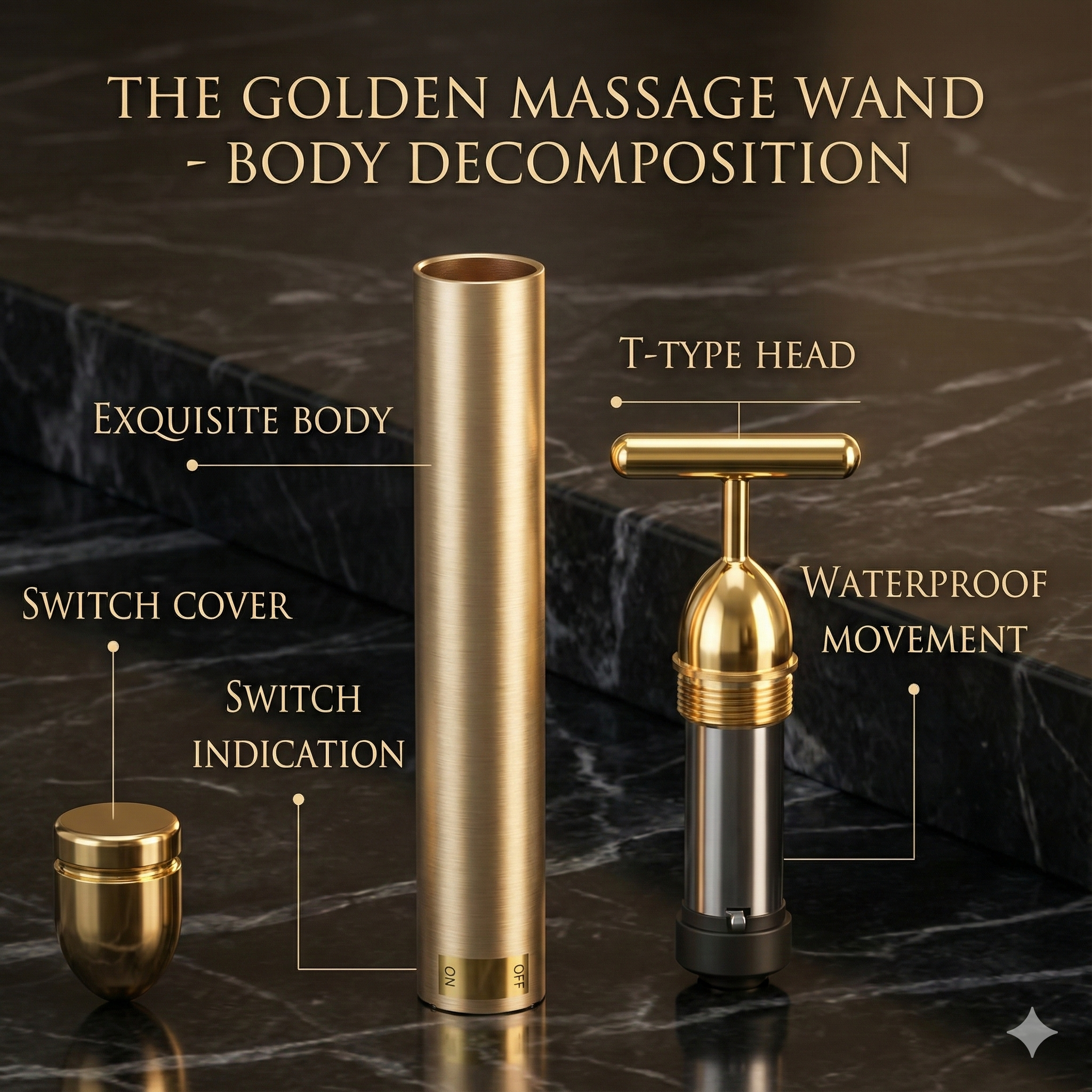 24K Gold Energy Beauty Bar | Electric Facial Massage Roller